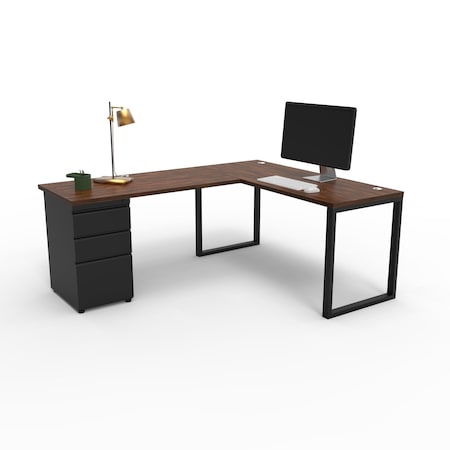 We'Re It Connect It L-Shaped Desk, 77 in D X 30 in H, 60 in W X Thermally Fused Laminate DI60304824L1BBF-BLK-WNB